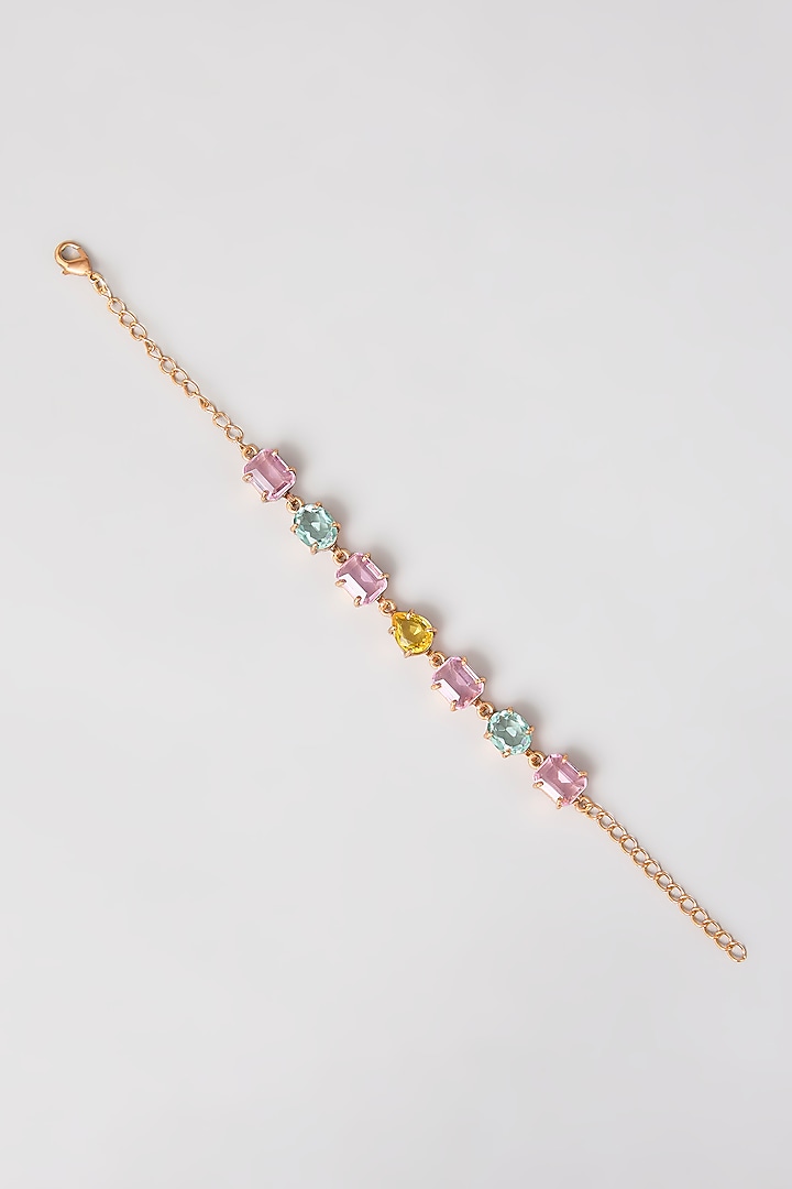 Gold Finish Multi-Colored Crystal Bracelet by Johori at Pernia's Pop Up Shop