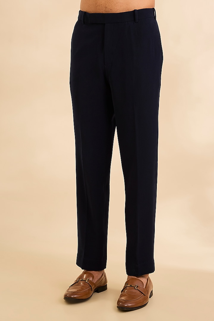 Wine & Navy Sandwash Fabric Groom Indowestern Set by Sarab Khanijou at Pernia's Pop Up Shop