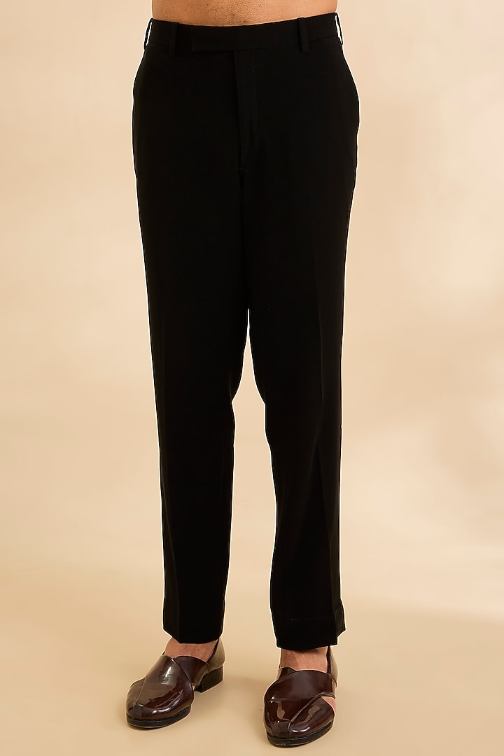 Black Suiting Fabric Groom Indowestern Set by Sarab Khanijou at Pernia's Pop Up Shop
