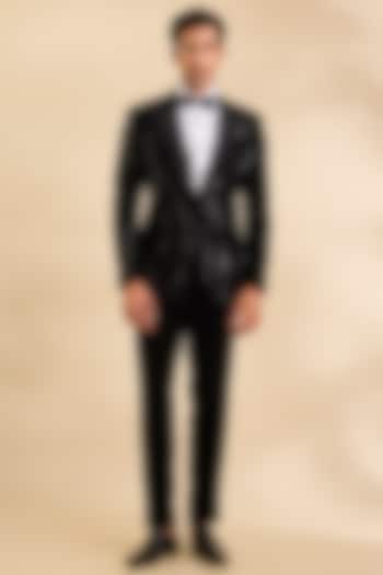 Black Suiting Fabric Tuxedo Set by Sarab Khanijou at Pernia's Pop Up Shop