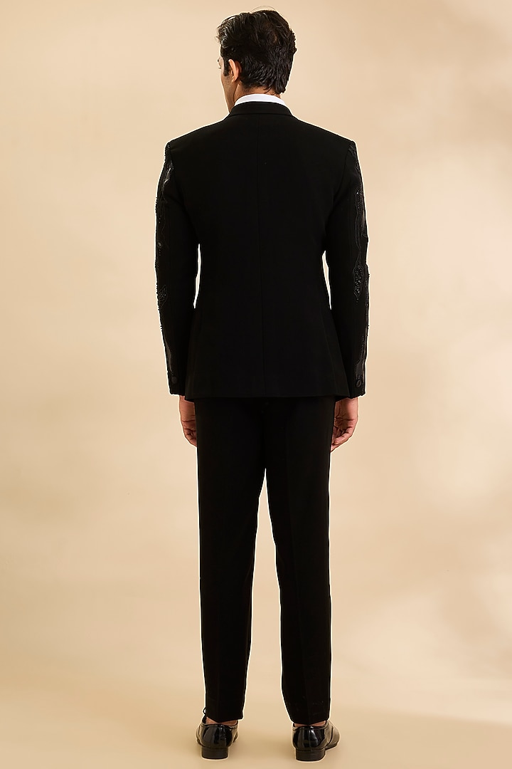 Black Suiting Fabric Tuxedo Set by Sarab Khanijou at Pernia's Pop Up Shop