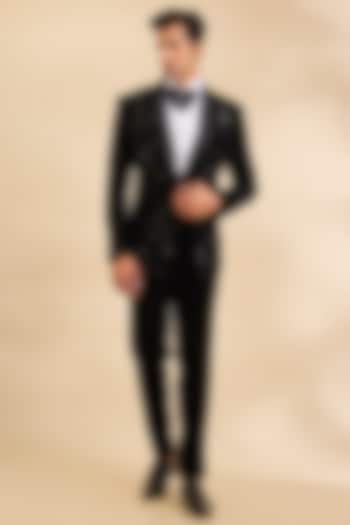 Black Suiting Fabric Tuxedo Set by Sarab Khanijou at Pernia's Pop Up Shop
