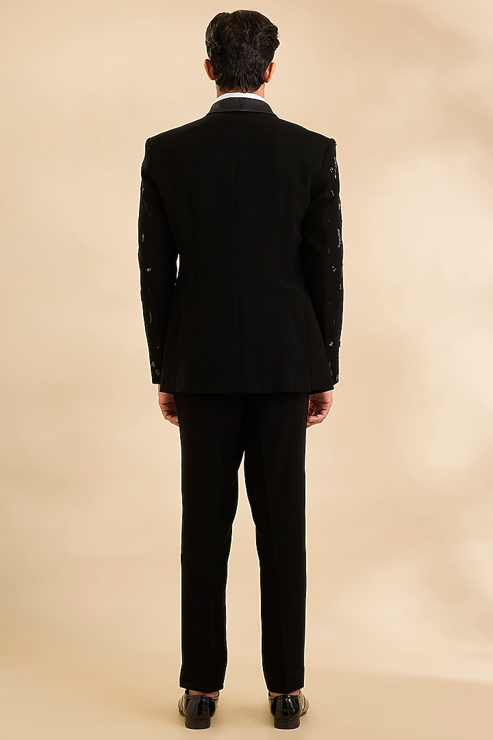 Black Suiting Fabric Tuxedo Set by Sarab Khanijou at Pernia's Pop Up Shop