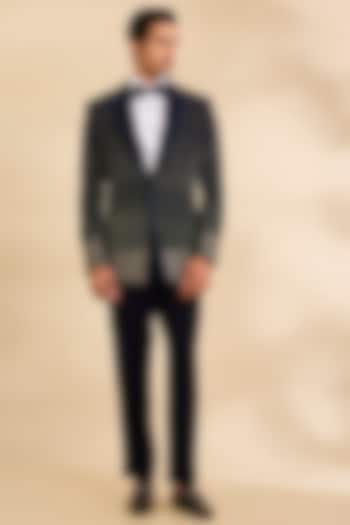Midnight Blue Suiting Fabric Tuxedo Set by Sarab Khanijou at Pernia's Pop Up Shop