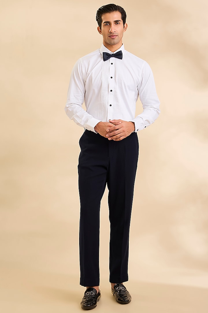 Midnight Blue Suiting Fabric Tuxedo Set by Sarab Khanijou at Pernia's Pop Up Shop