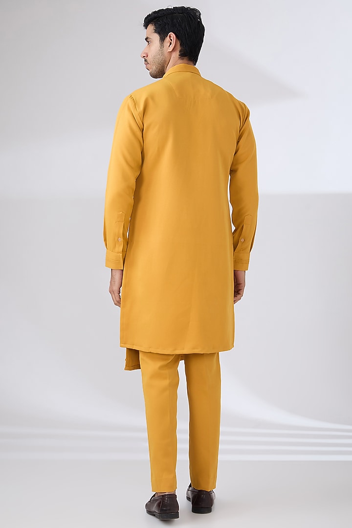 Mustard Moss Kurta Set by Sarab Khanijou at Pernia's Pop Up Shop