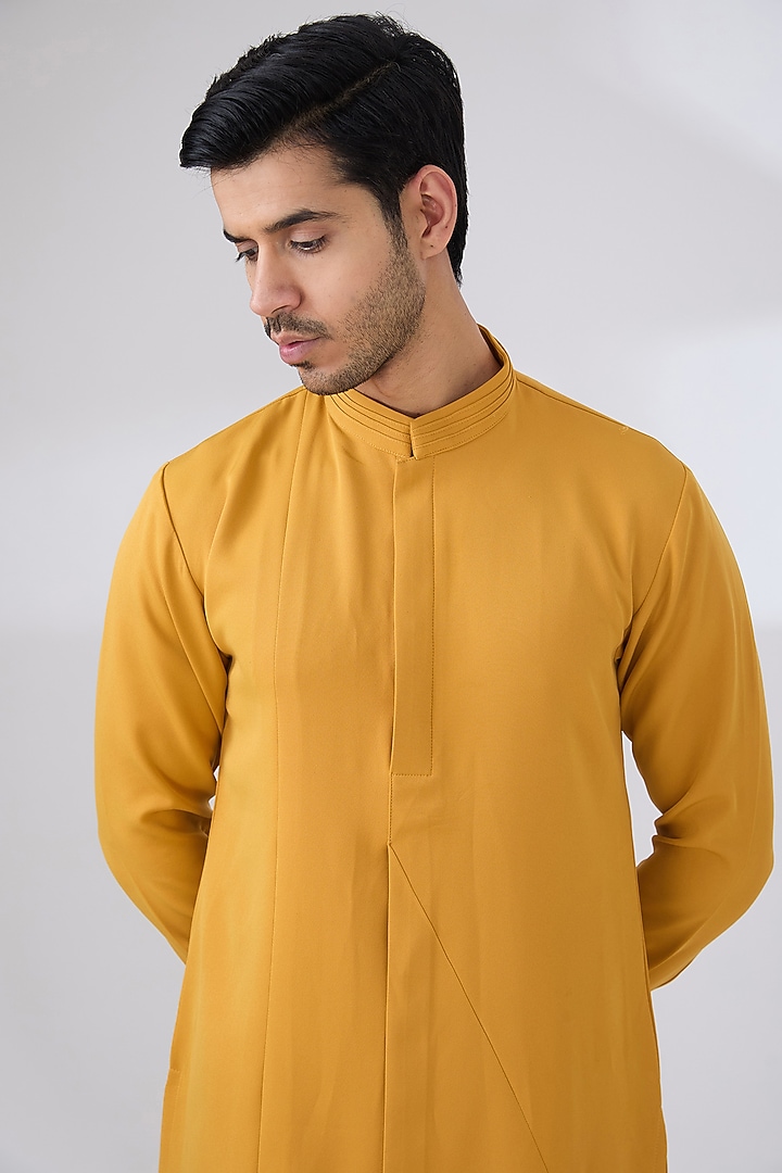 Mustard Moss Kurta Set by Sarab Khanijou at Pernia's Pop Up Shop