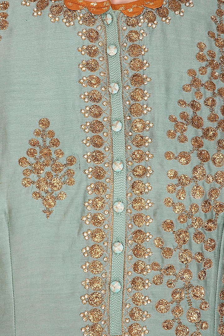 Turquoise Green Embroidered Wedding Lehenga Set by Joy Mitra at Pernia's Pop Up Shop
