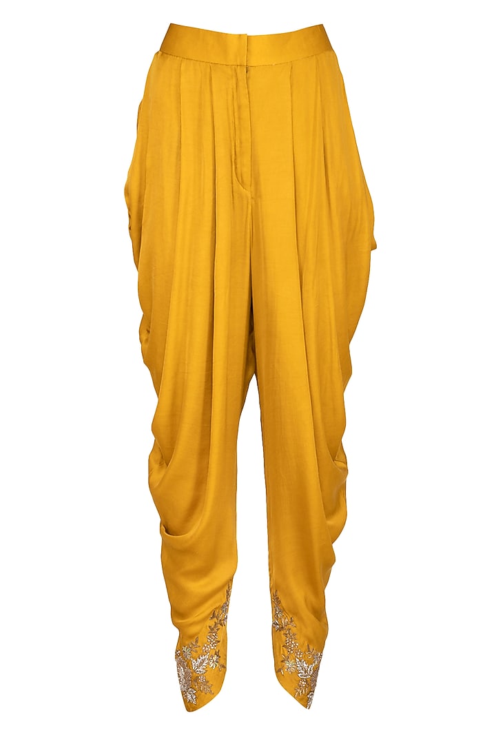 Yellow Embroidered Kurta Set by Joy Mitra at Pernia's Pop Up Shop