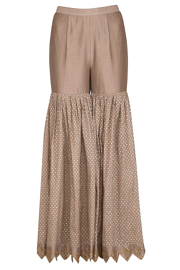 Grey Embroidered Gharara Set by Joy Mitra at Pernia's Pop Up Shop