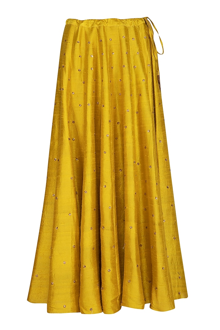 Green & Yellow Embroidered Wedding Lehenga Set by Joy Mitra at Pernia's Pop Up Shop