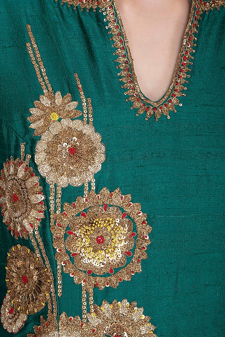 Green & Yellow Embroidered Wedding Lehenga Set by Joy Mitra at Pernia's Pop Up Shop
