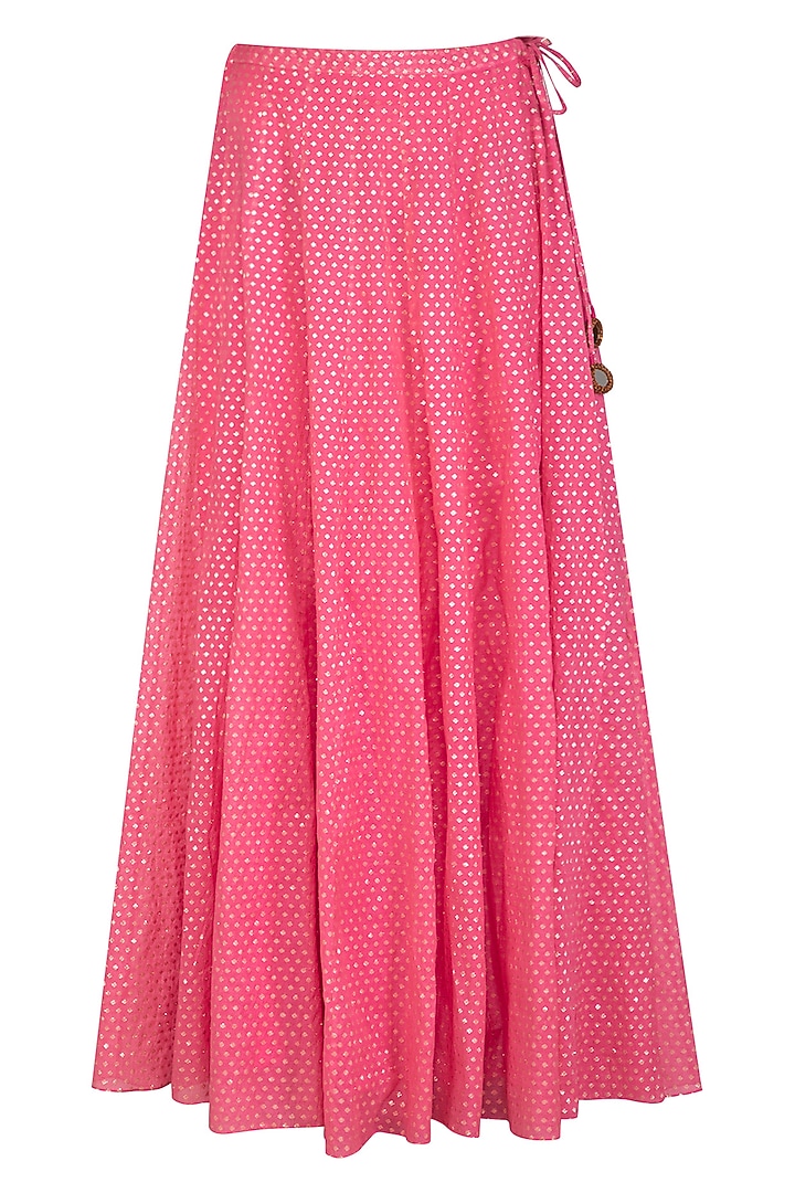 Pink Embroidered Bridal Anarkali Lehenga Set by Joy Mitra at Pernia's Pop Up Shop