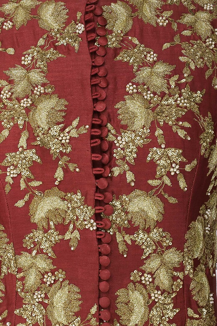 Moumita Maroon Embroidered Anarkali Gown Set