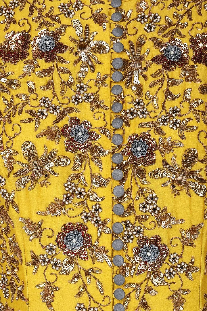 Yellow Embroidered Anarkali Set available only at Pernia's Pop Up Shop.