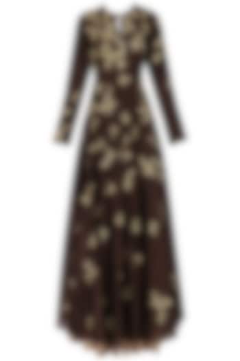 Coffe Embroidered Anarkali Set available only at Pernia's Pop Up Shop.