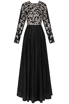 Black Embroidered Anarkali Set available only at Pernia's Pop Up Shop. 2023