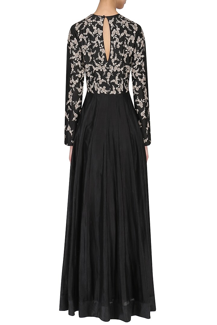 Black Embroidered Anarkali Set available only at Pernia's Pop Up Shop.