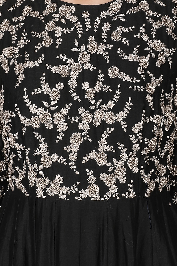 Black Embroidered Anarkali Set available only at Pernia's Pop Up Shop.