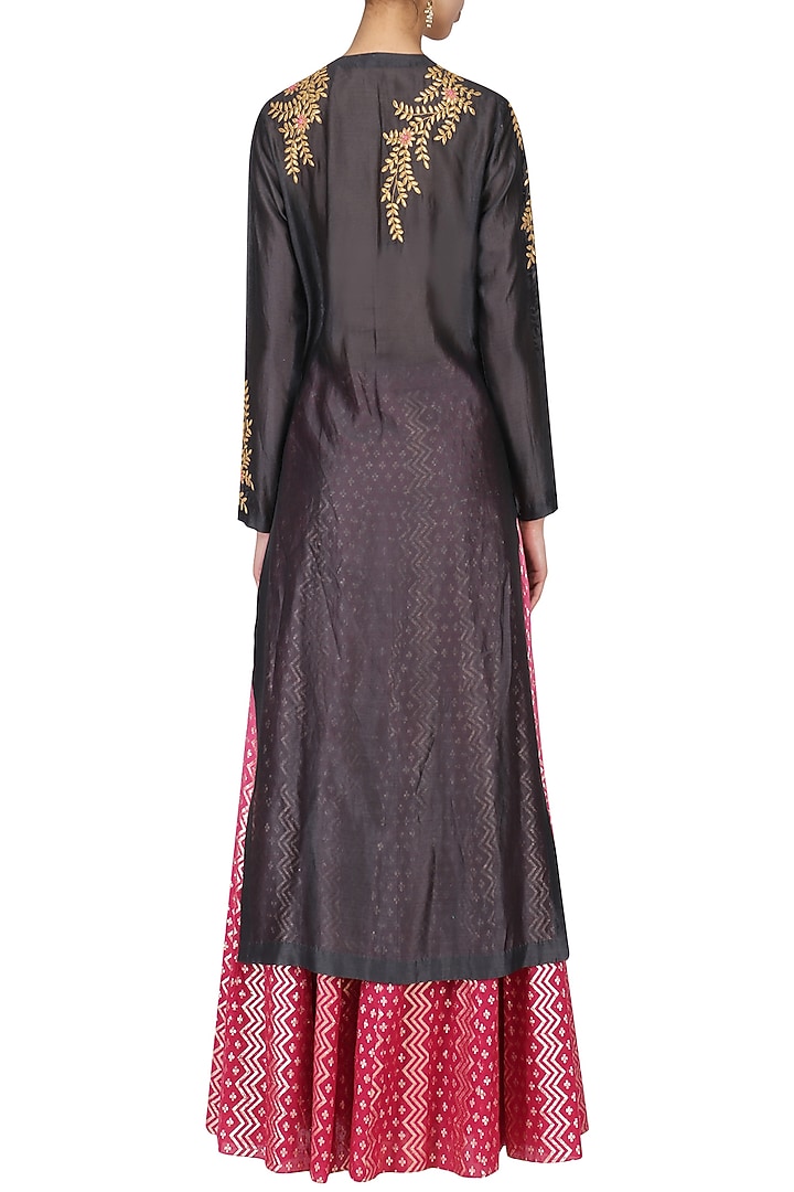 Grey Embroidered Kurta With Skirt Set available only at Pernia's Pop Up Shop.