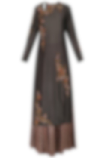 Grey Embroidered Kurta With Skirt Set by Joy Mitra