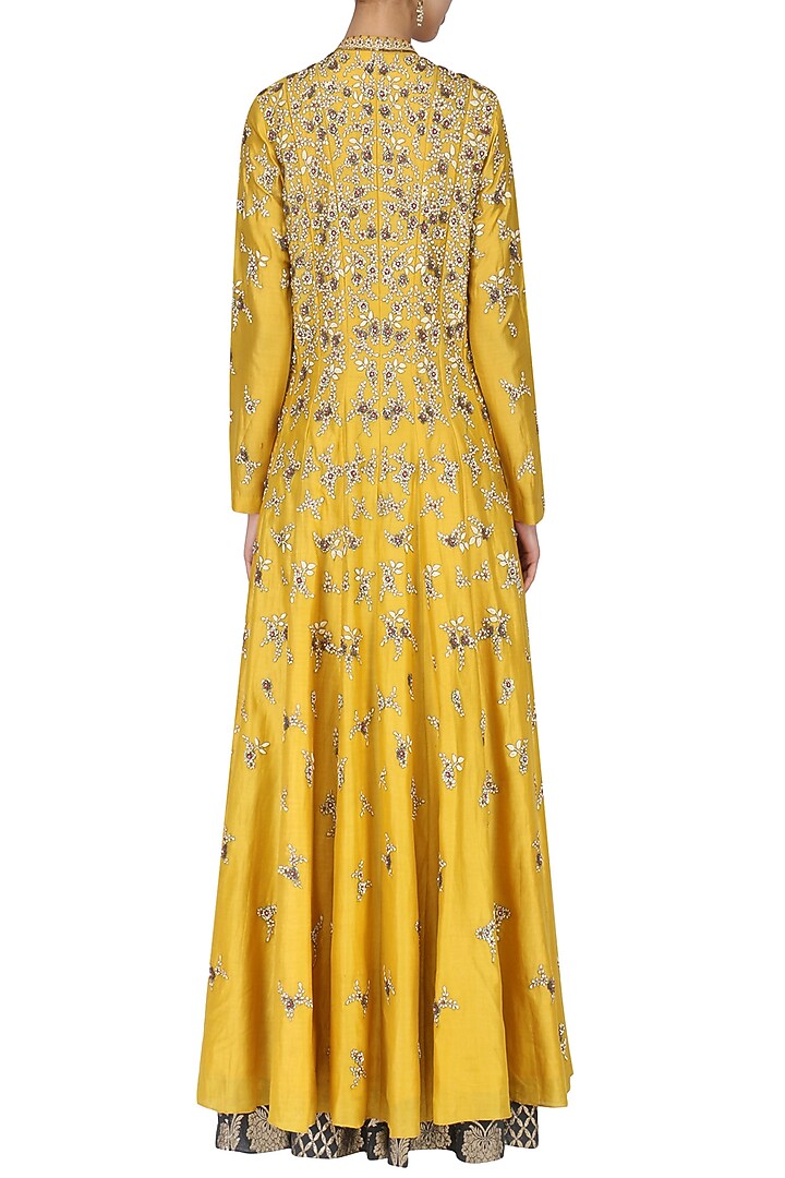 Yellow Embroidered Anarkali Set available only at Pernia's Pop Up Shop.