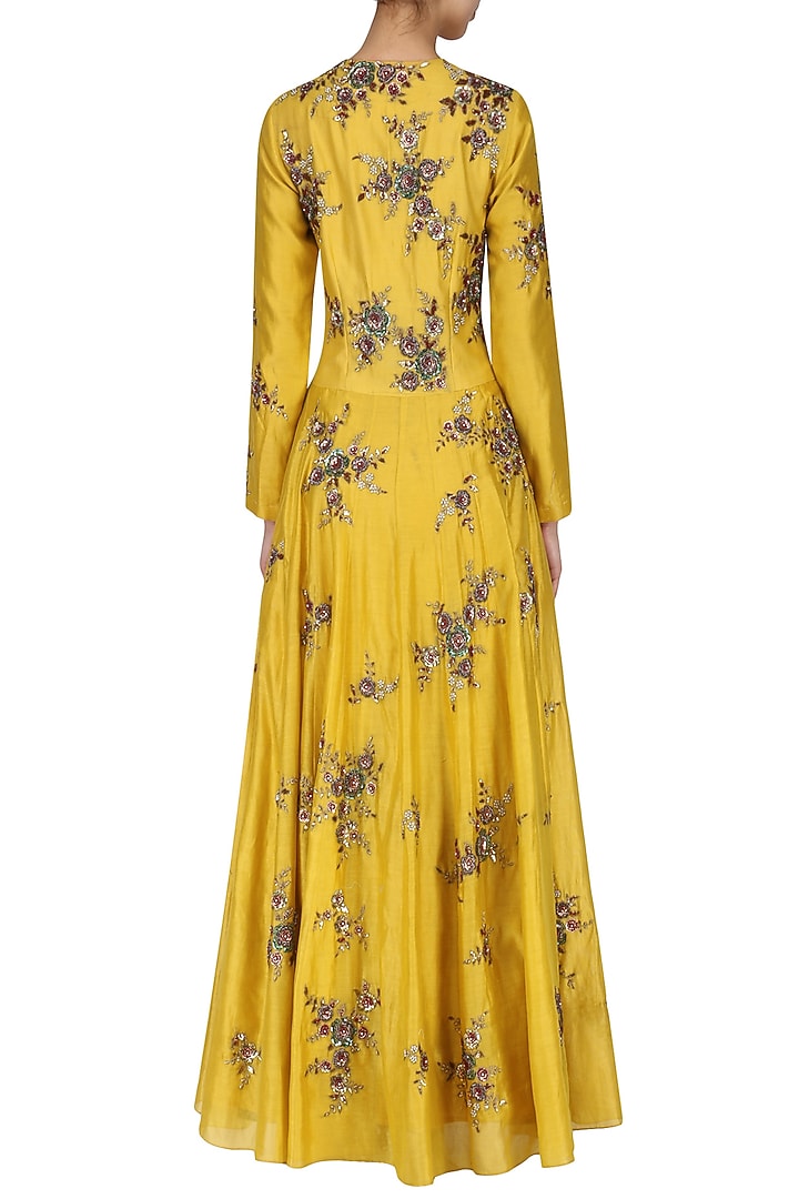 Yellow Embroidered Anarkali Set available only at Pernia's Pop Up Shop.