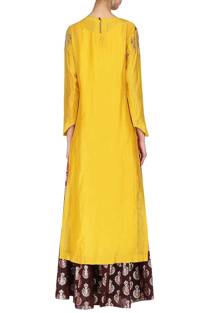 Yellow Embroidered Kurta With Skirt Set available only at Pernia's Pop Up Shop.
