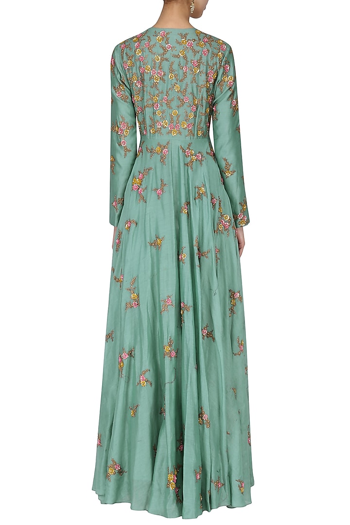 Mint Green Embroidered Anarkali Set available only at Pernia's Pop Up Shop.