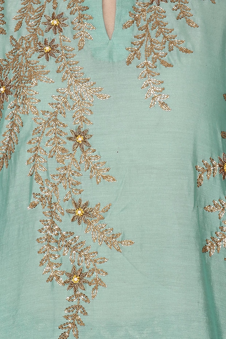 Mint Green Embroidered Kurta With Skirt Set available only at Pernia's Pop Up Shop.