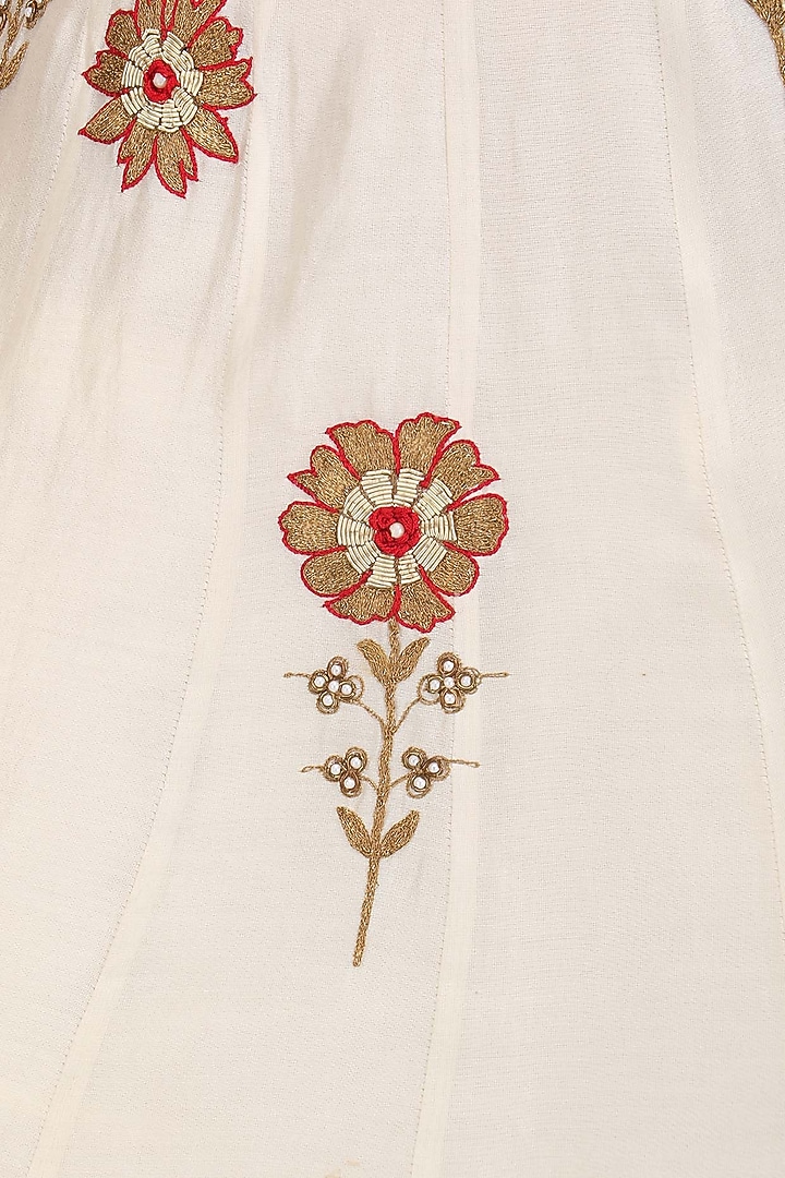 Cream floral embroidered motifs anarkali and pants set available only at Pernia's Pop Up Shop.