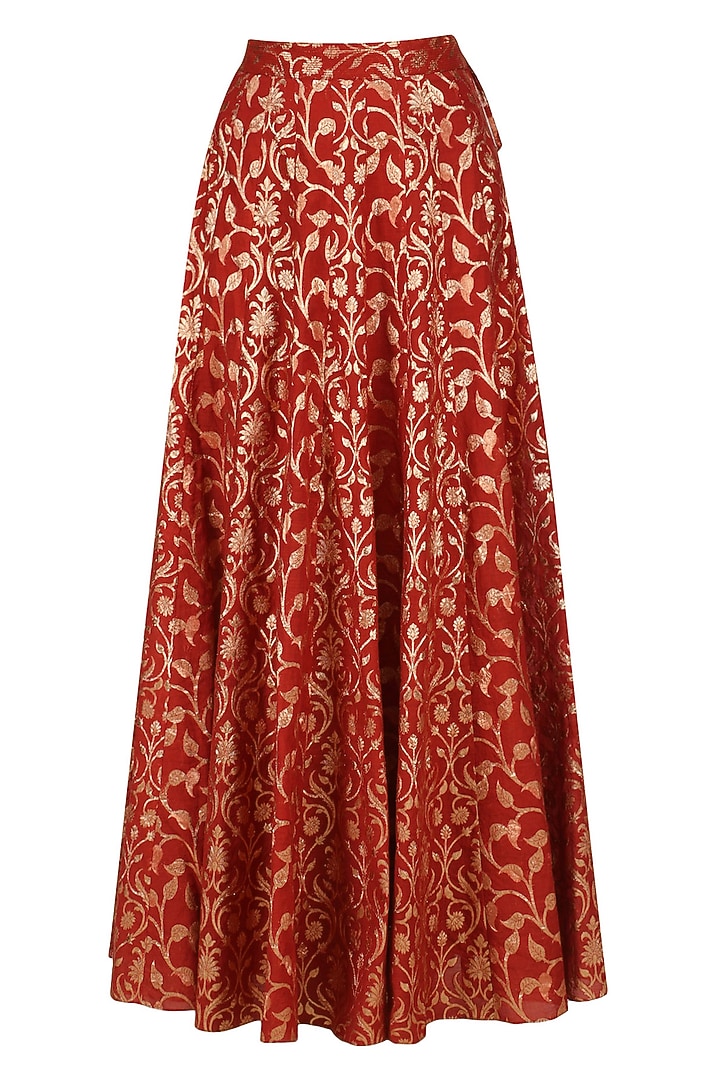 Grey floral embroidered anarkali kurta and skirt set available only at Pernia's Pop Up Shop.