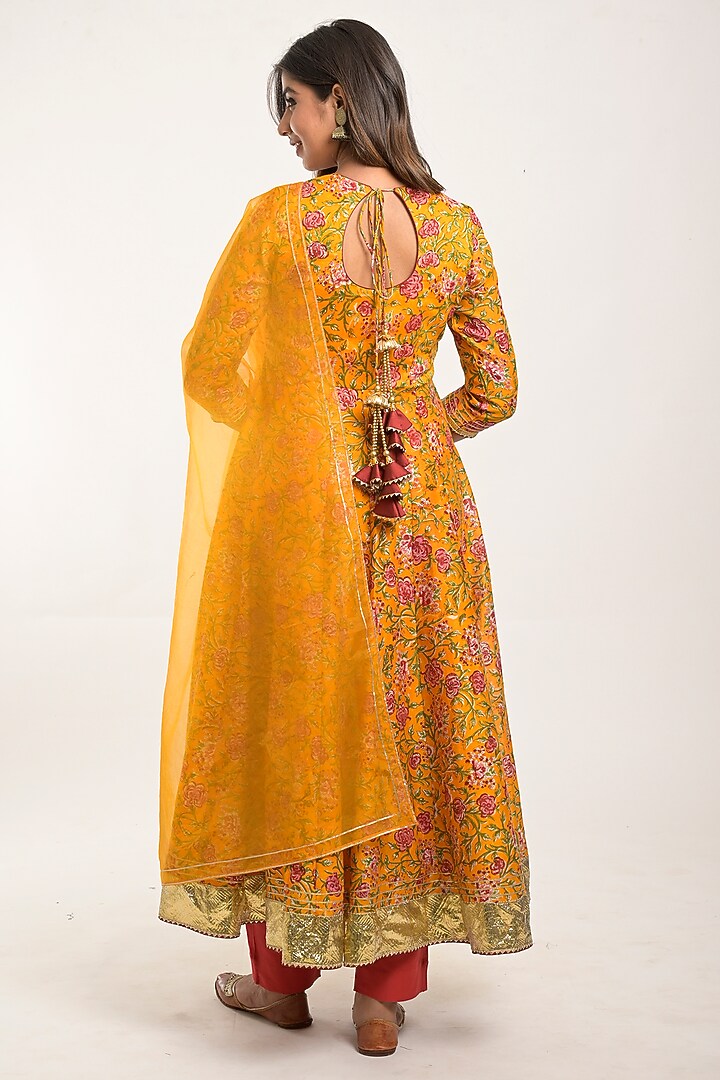 Citrus Printed Anarkali Set by Jaipuri banno at Pernia's Pop Up Shop
