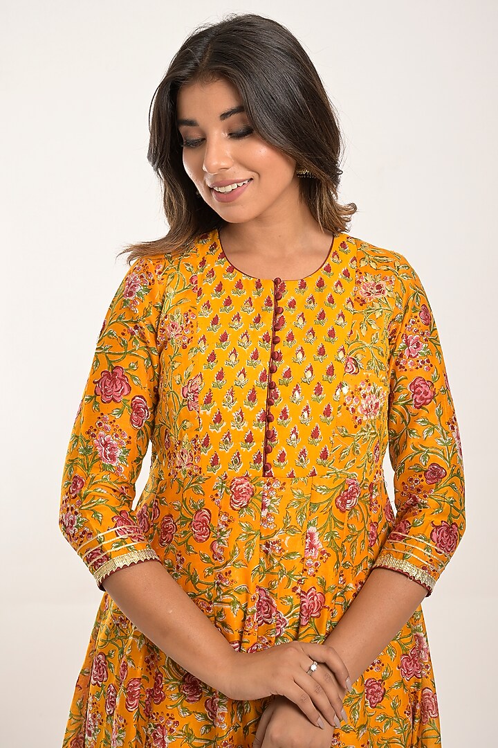 Citrus Printed Anarkali Set by Jaipuri banno at Pernia's Pop Up Shop