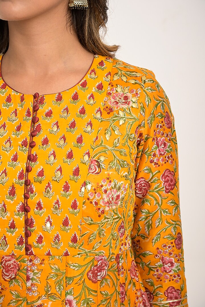 Citrus Printed Anarkali Set by Jaipuri banno at Pernia's Pop Up Shop