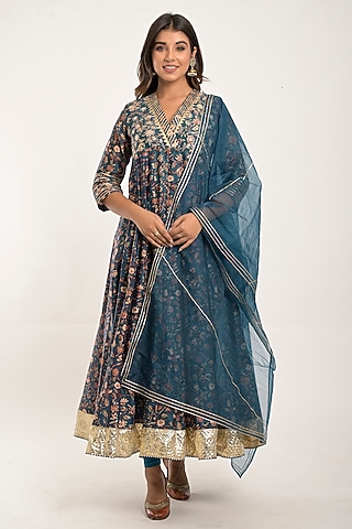 Yale Printed Anarkali Set by Jaipuri banno
