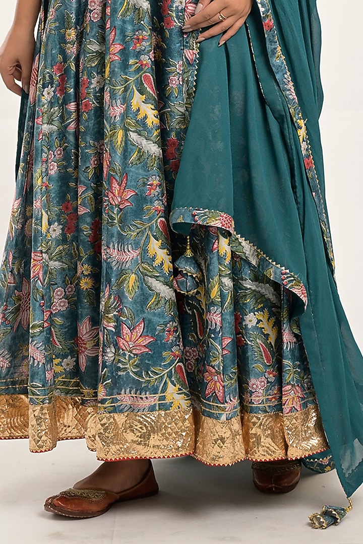 Steel Printed Party Wear Anarkali Set by Jaipuri banno at Pernia's Pop Up Shop
