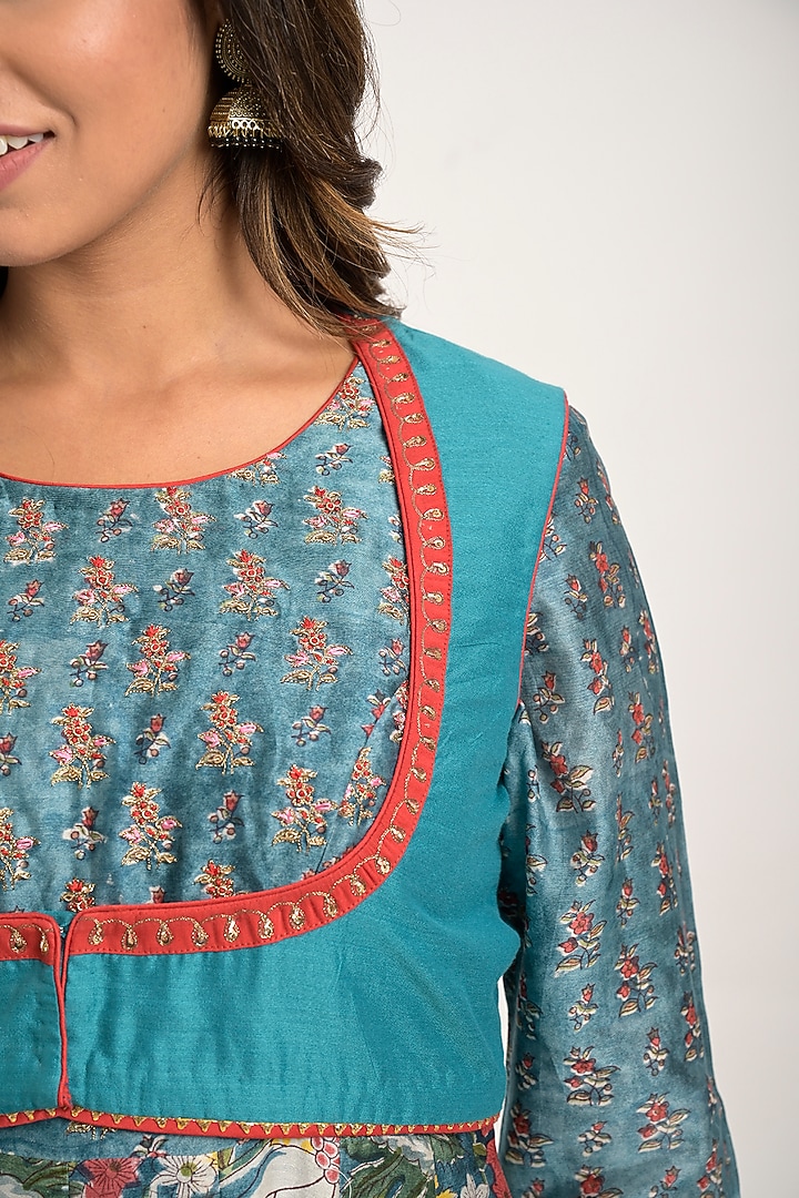Steel Printed Party Wear Anarkali Set by Jaipuri banno at Pernia's Pop Up Shop