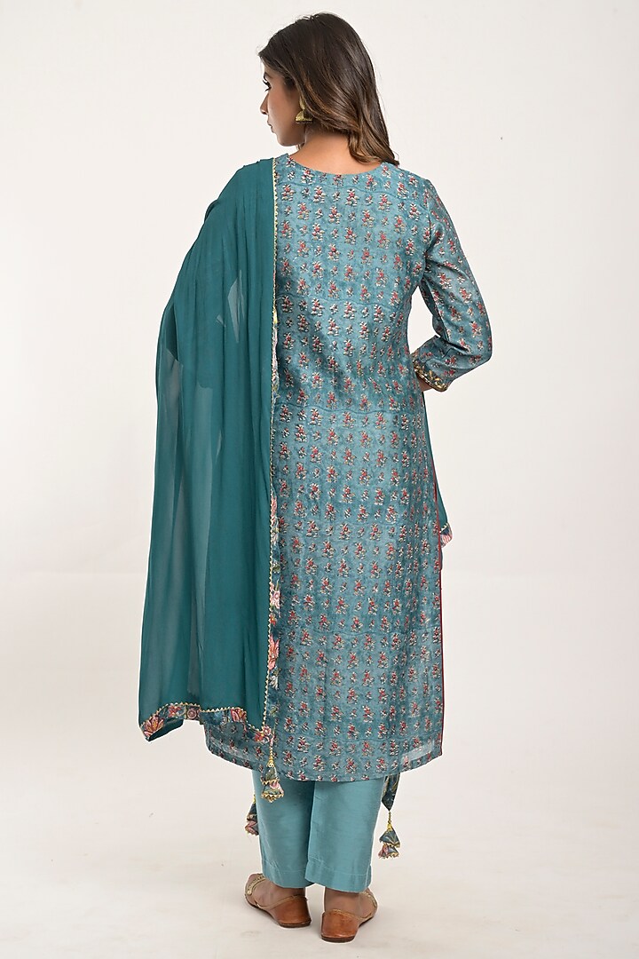 Steel Printed Kurta Set by Jaipuri banno at Pernia's Pop Up Shop