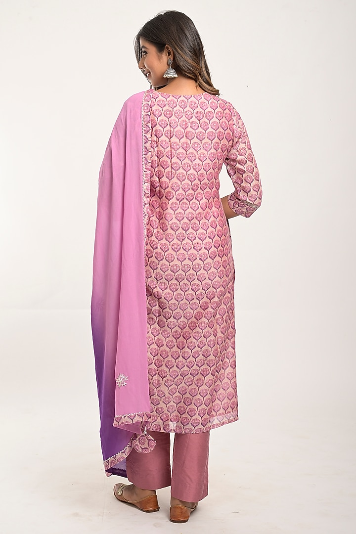 Lavender Printed Kurta Set by Jaipuri banno at Pernia's Pop Up Shop