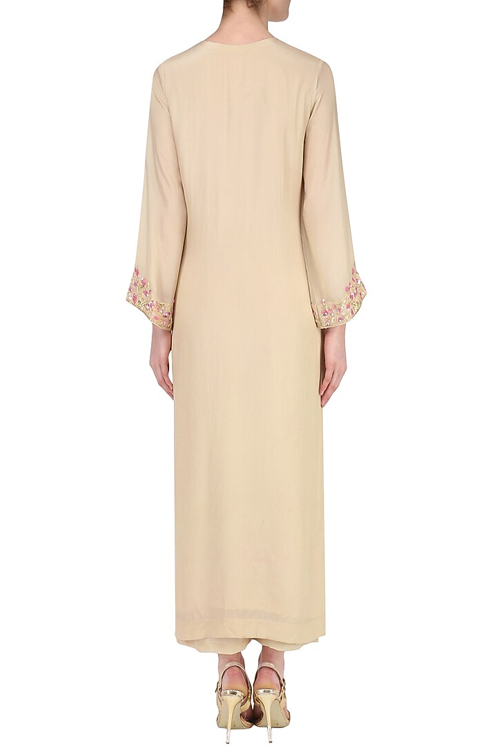 Beige Embroidered Kurta Set available only at Pernia's Pop Up Shop.