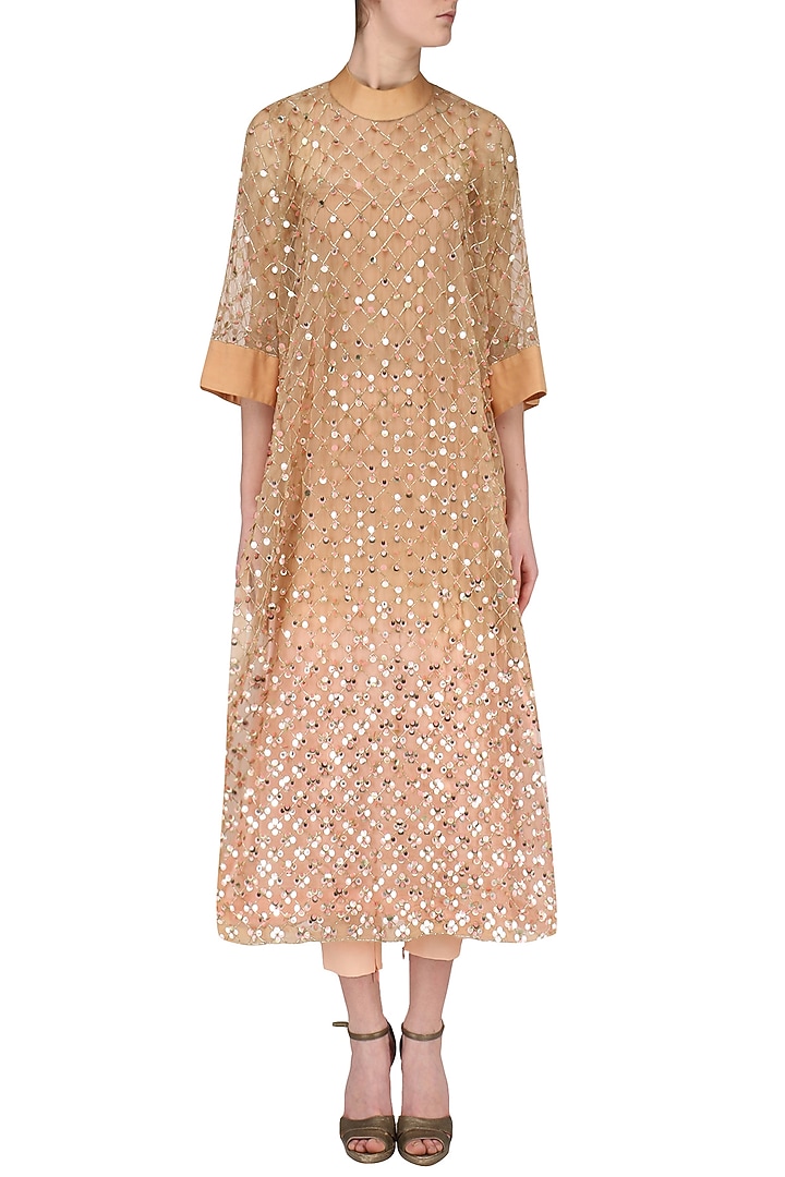 Beige and Pink Double Shaded Kurta Set available only at Pernia's Pop Up Shop.