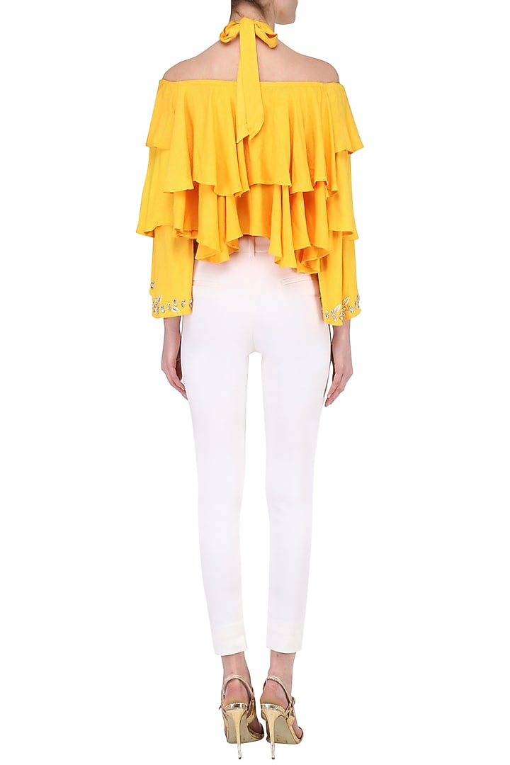 Yellow Layered Off-Shoulder Top available only at Pernia's Pop Up Shop.