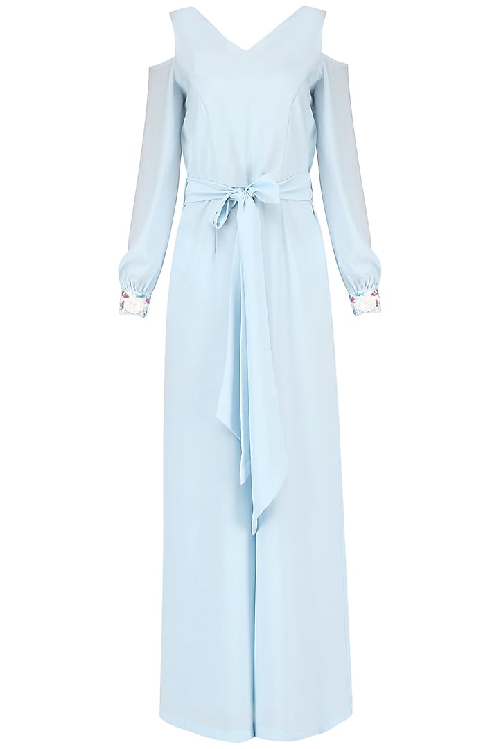 Powder Blue Jumpsuit by Japnit Ahluwalia