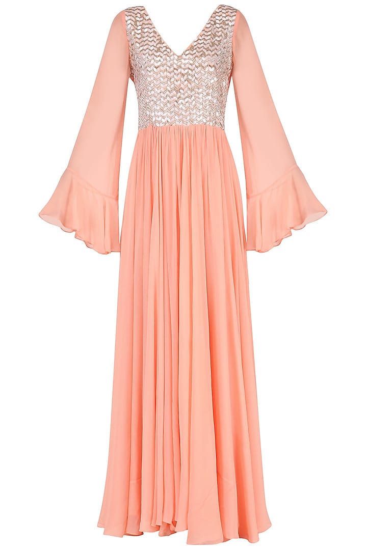 Peach Embroidered Maxi Dress available only at Pernia's Pop Up Shop.