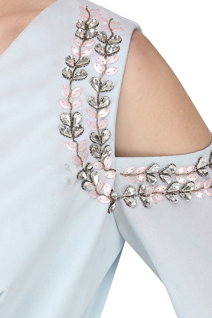 Powder blue Embroidered Jumpsuit available only at Pernia's Pop Up Shop.