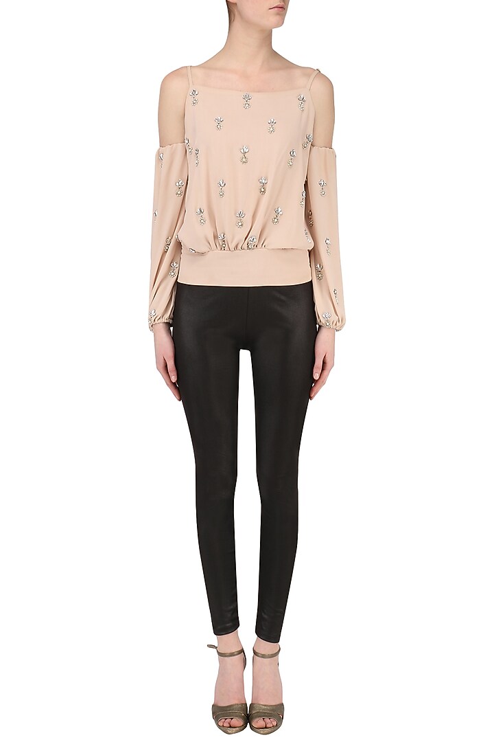 Beige Embroidered Top available only at Pernia's Pop Up Shop.