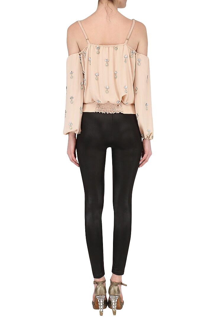 Beige Embroidered Top available only at Pernia's Pop Up Shop.