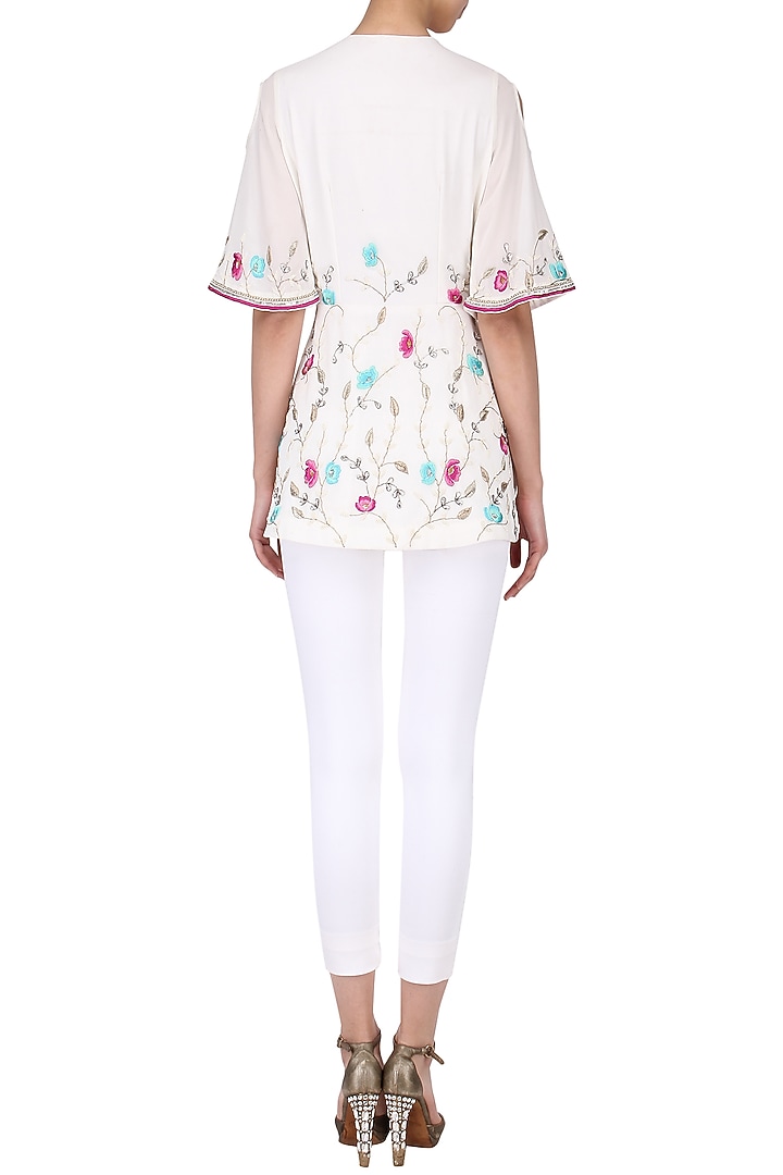 White Angrakha Embroidered Jacket available only at Pernia's Pop Up Shop.