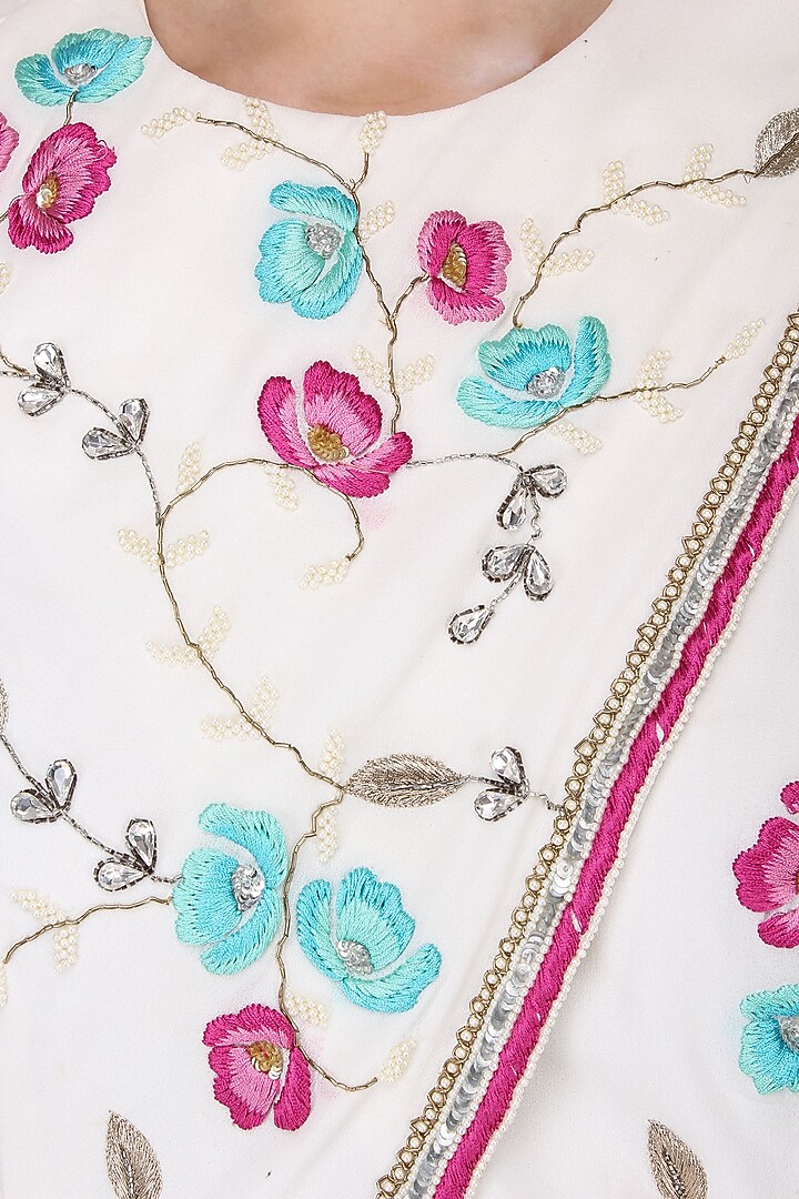 White Angrakha Embroidered Jacket available only at Pernia's Pop Up Shop.